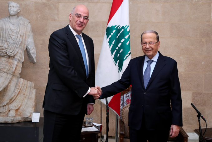 الرئيس عون استقبل وزير الخارجية اليوناني وعرض معه علاقات التعاون بين لبنان واليونان