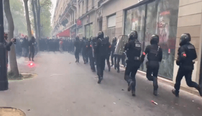 الشرطة الفرنسية تعتقل عددا من المتظاهرين بمسيرات العمال السنوية في باريس