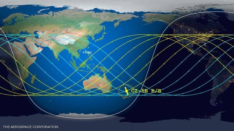 تحديد “موعد ومكان” وصول الصاروخ الصيني إلى الأرض