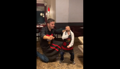 التركي الشهير كوكسال بابا يرقص مع الشيف بوراك ويعانقه