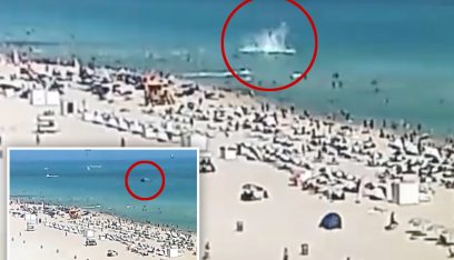 فيديو يرصد سقوط مروحية على شاطئ مزدحم في ميامي