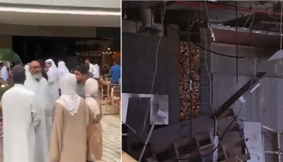 بالفيديو: انهيار سقف مطعم على رؤوس الزبائن!