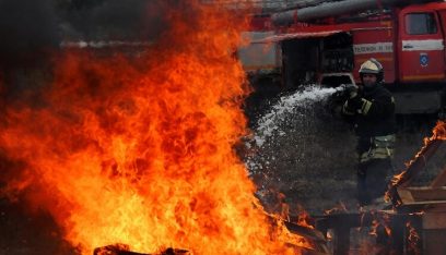 حريق بمحطة تعبئة غاز بالقرب من فسيفولوجك بمقاطعة لينينغراد