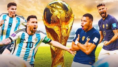 انطلاق الشوط الثاني من نهائي كأس العالم بكرة القدم في الدوحة بين فرنسا بطلة العالم والأرجنتين بقيادة ليونيل ميسي