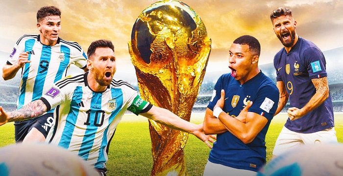 انطلاق الشوط الثاني من نهائي كأس العالم بكرة القدم في الدوحة بين فرنسا بطلة العالم والأرجنتين بقيادة ليونيل ميسي