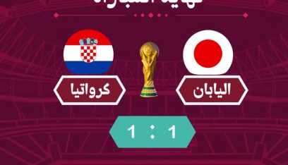 انتهاء مباراة كرواتيا واليابان بوقتها الأصلي بالتعادل 1-1 ودخول المباراة إلى شوطين إضافيين للمرة الأولى في مونديال قطر 2022