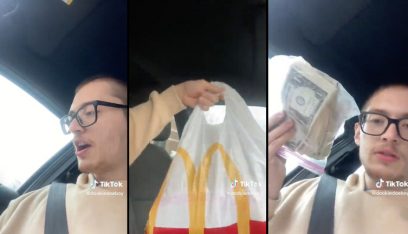 بالفيديو: “ماكدونالدز” تفاجئ أحد زبائنها بكيس دولارات!