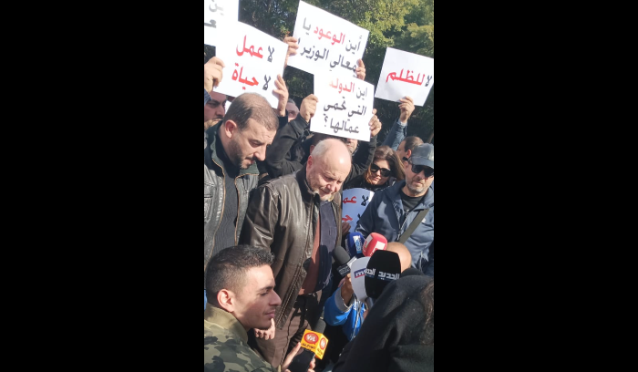 اعتصام لنقابة عمال ومستخدمي المعاينة الميكانيكة امام وزارة الداخلية