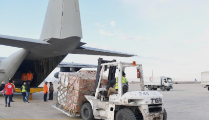 وصول طائرة مواد إغاثية وطبية أوروبية إلى سوريا