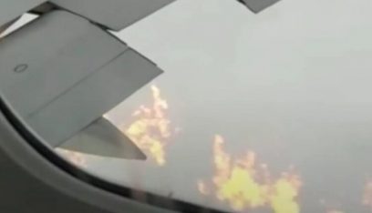 بالفيديو: طائرة تهبط اضطرارياً بعد اشتعال أحد محركاتها!