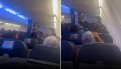 بالفيديو: لحظات مرعبة على متن طائرة وسط عاصفة!