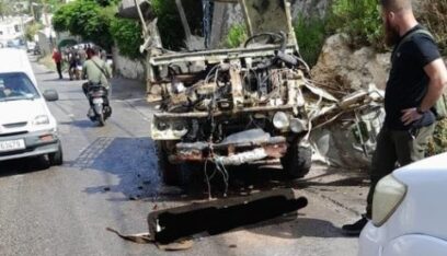 بالصورة: السيارة المستهدفة في بلدة النجارية