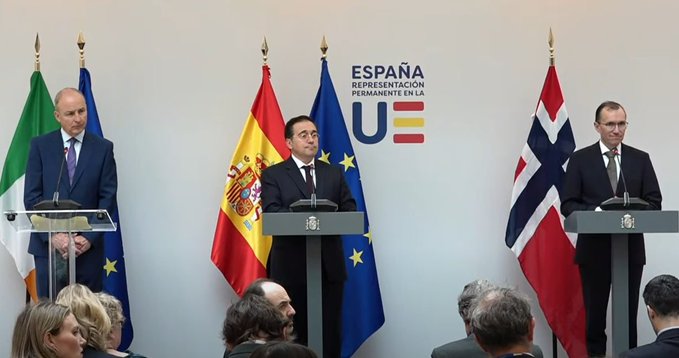 بيان صحفي مشترك لوزراء خارجية إسبانيا وأيرلندا والنرويج