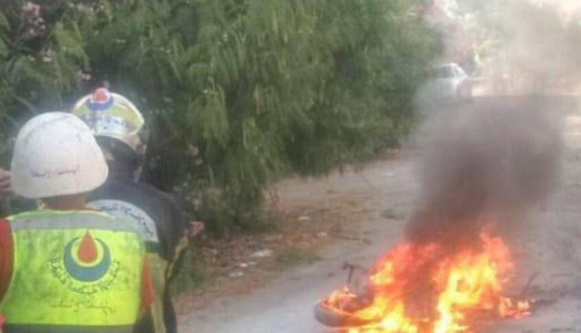 بالفيديو – الدراجة النارية التي استهدفها العدو من مسيرة عند مفرق البرغلية