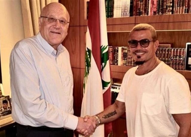 ميقاتي استقبل عمرو دياب قبل حفله الغنائي