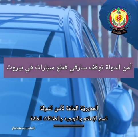 سارقا قطع سيّارات في قبضة أمن الدولة