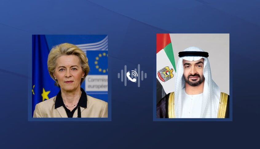 رئيس دولة الإمارات ورئيسة المفوضية الأوروبية يشددان على أهمية العمل على الوقف الفوري لإطلاق النار في كل من قطاع غزة ولبنان