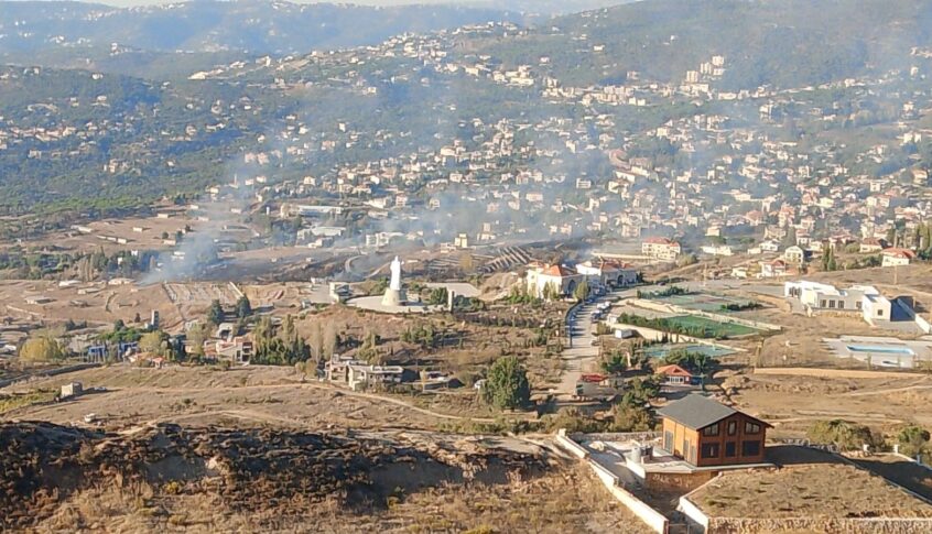 بالفيديو والصورة- حريق في حمانا والدفاع المدني نجح في إخماده