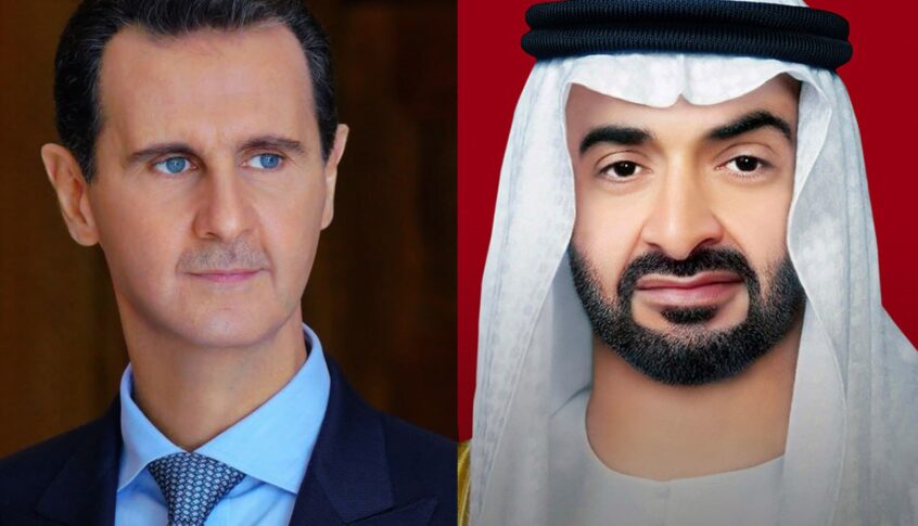 الأسد والشيخ محمد بن زايد آل نهيان بحثا في اتصال هاتفي التطورات الأخيرة في سوريا وعدد من الملفات الإقليمية 
