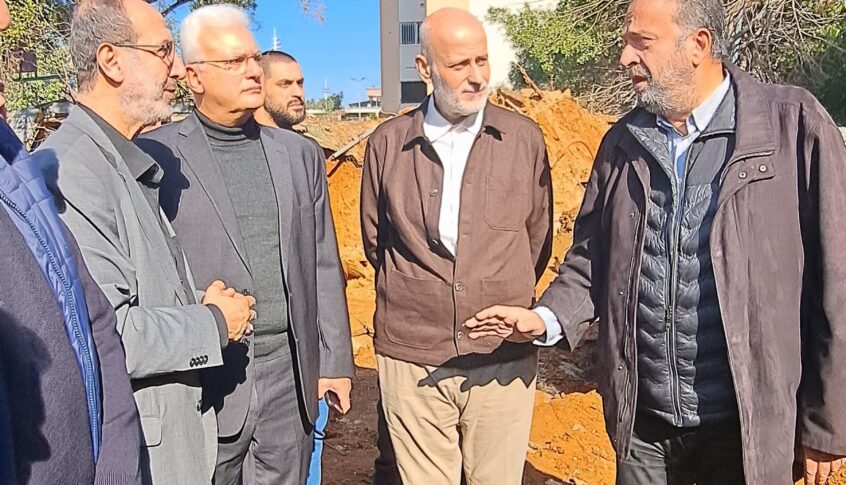 بالصور: القرم يتفقّد الأضرار نتيجة العدوان الإسرائيلي التي لحقت بسنترال “أوجيرو” في المريجة