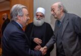 لقاء جمع جنبلاط والشيخ أبي المنى بأمين عام الأمم المتحدة أنطونيو غوتيريش، بحضور المنسّقة الخاصّة للأمم المتحدة في لبنان جينين هينيس بلاسخارت