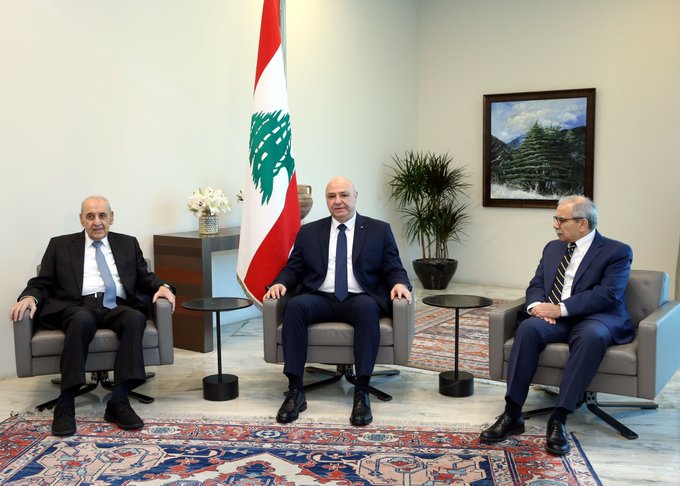 اجتماع استثنائي في قصر بعبدا بين عون وبري وسلام وقرار بالتوجه الى مجلس الأمن لإلزام اسرائيل الانسحاب الفوري