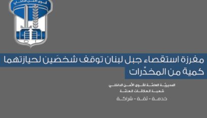مفرزة استقصاء جبل لبنان توقف شخصَين لحيازتهما كمية من المخدِّرات