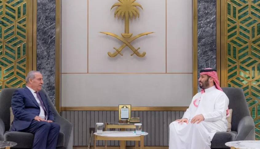 ولي العهد السعودي يبحث مع نائب الرئيس الفلسطيني دعم القضية الفلسطينية