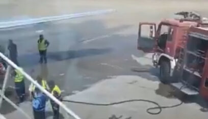 بالفيديو: اندلاع النيران في طائرة تقل لبنانيين من مطار بغداد الدولي