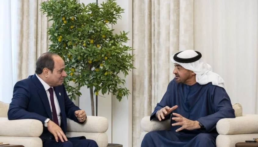 رئيس الامارات عرض والسيسي العلاقات والتطورات… تأكيد على أهمية وقف النار في غزة
