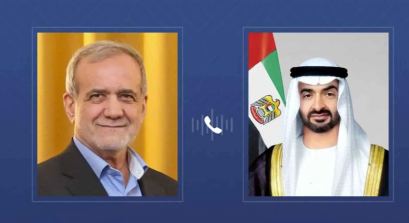 محمد بن زايد وبزشكيان يبحثان اتفاق وقف إطلاق النار وتطورات المنطقة