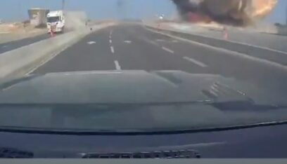 بالفيديو والصور- مشاهد لسقوط صاروخ إيراني بشكل مباشر قرب طريق عام في أسدود